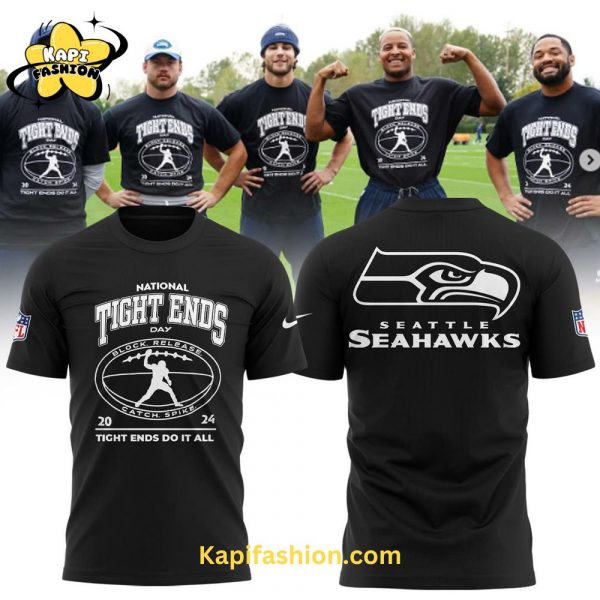 Unisex Nike Black Seattle Seahawks 2024 National Tight Ends Day T shirt