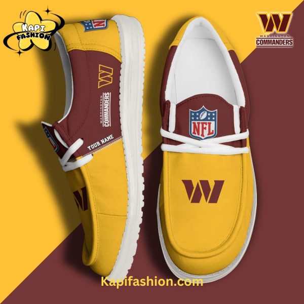 Washington Commanders Golden Canvas Loafer Shoes Custom Your Name