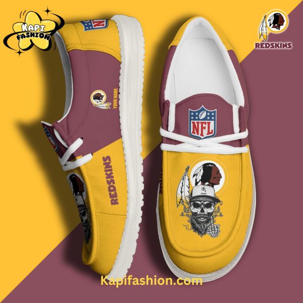 Washington Redskins Skull Golden Canvas Loafer Shoes Custom Your Name