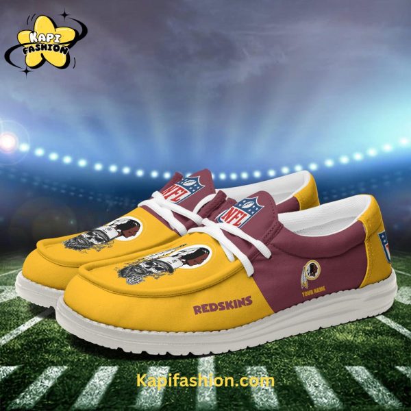 Washington Redskins Skull Golden Canvas Loafer Shoes Custom Your Name 4