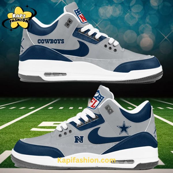 Dallas Cowboys Custom Name Air Jordan 3 Limited Silver Edition