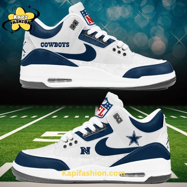 Dallas Cowboys Custom Name Air Jordan 3 Limited White Blue Edition