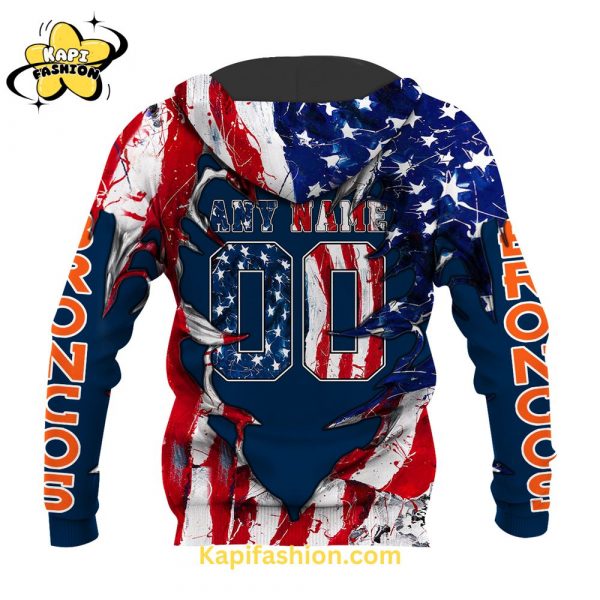 Denver Broncos NFL Usa Flag & Eagle Hoodie