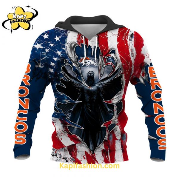 Denver Broncos USA Flag &Angel Hoodie