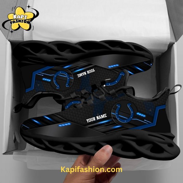 Indianapolis Colts Max soul shoes – Custom Name Full Black Edition