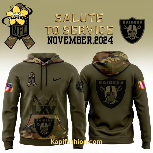 Las Vegas Raiders Nike Camo Salute to Service Club Fleece Pullover Hoodie V2