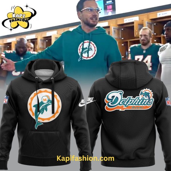 Limited NFL Miami Dolphins Throwback NFL Miami Dolphins Black Hoodie