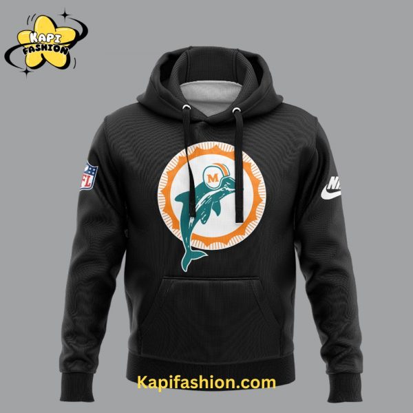 Limited NFL Miami Dolphins Throwback NFL Miami Dolphins Black Hoodie