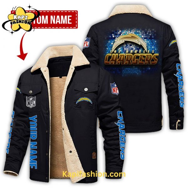 Los Angeles Chargers NFL Checkered Background Style Personalized Fleece Jacket