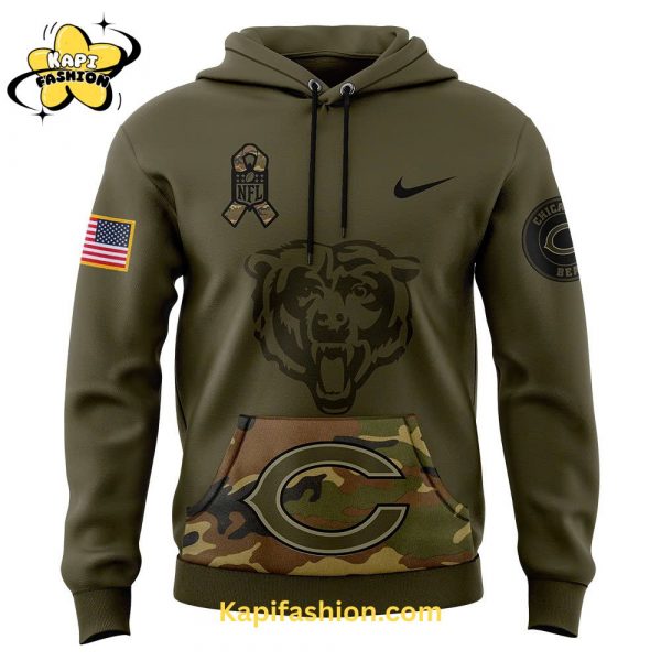 Men’s Chicago Bears Nike Camo 2024 Salute to Service Club Fleece Pullover Hoodie