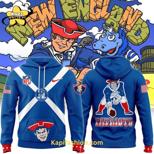 New England Patriots Throwback Logo Club Fleece Pullover Blue Hoodie