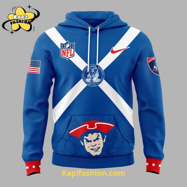 New England Patriots Throwback Logo Club Fleece Pullover Blue Hoodie