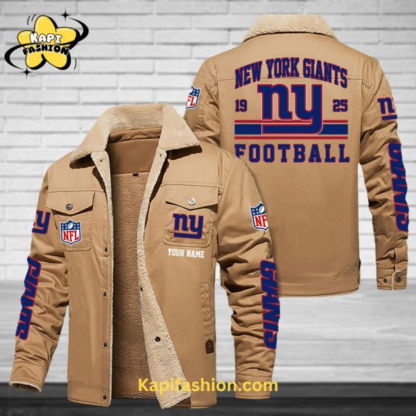 New York Giants-NFL Custom Name Fleece Jacket Brown Edition