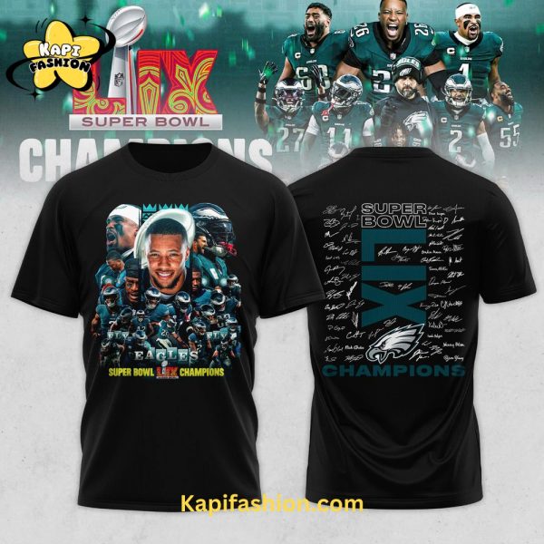 Philadelphia Eagles Super Bowl LIX Champions 2025 New Black T Shirt 2