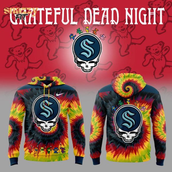 Seattle Kraken Grateful Dead Night Skull Hoodie 1