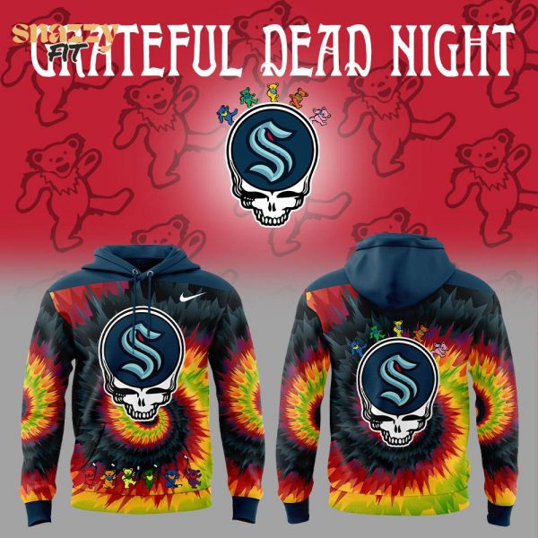 Seattle Kraken Grateful Dead Night Skull Hoodie 2