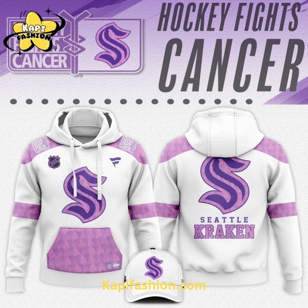 Seattle Kraken Hockey Fights Cancer Unisex Hoodie 2