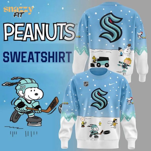 Seattle Kraken Peanuts vs Snoopy Night Nike Sweatshirt 1