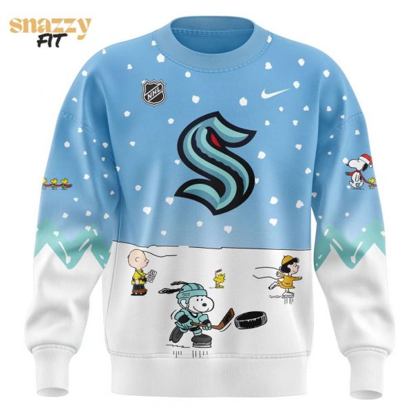 Seattle Kraken Peanuts vs Snoopy Night Nike Sweatshirt 1