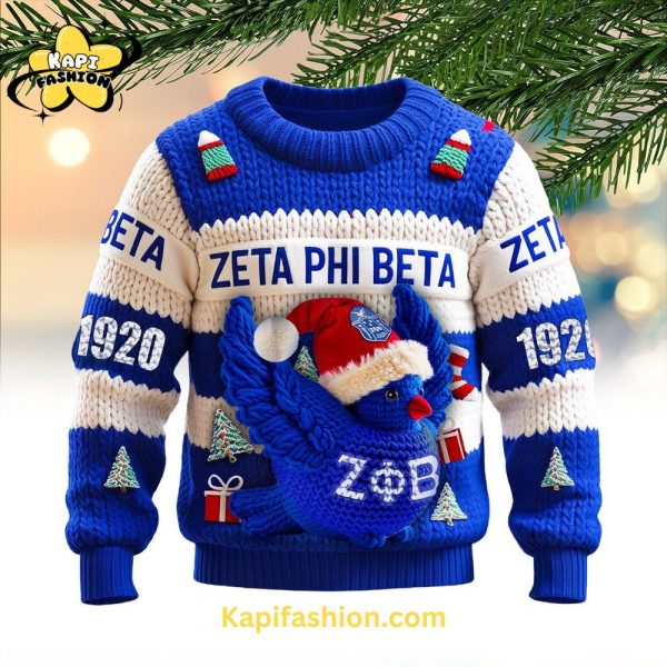 Zeta Phi Beta Christmas Sweater Limited Blue White Edition