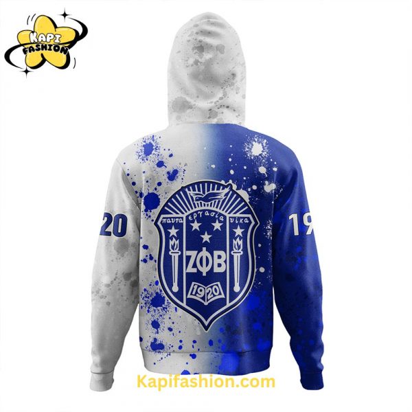 Zeta Phi Beta Paint Stain Style Limited Blue White Edition Hoodie