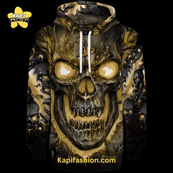 Anaheim Ducks Demonic Skull Gold Black Hoodie