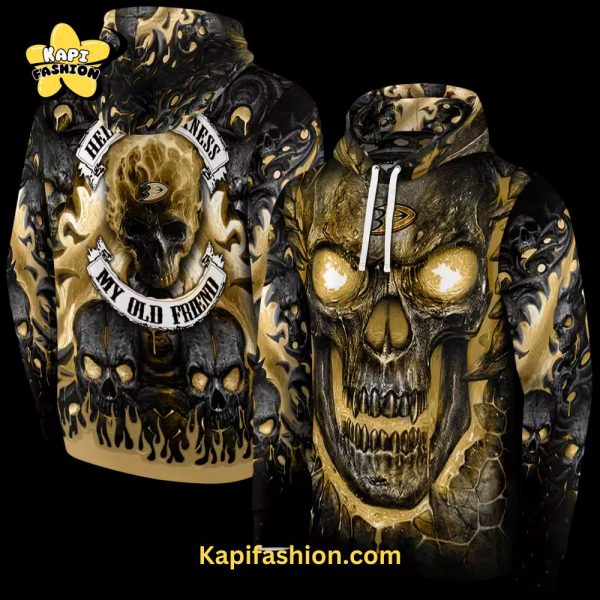 Anaheim Ducks Demonic Skull Gold Black Hoodie