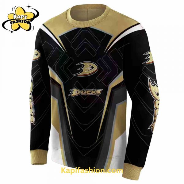 Anaheim Ducks Futuristic Pattern Gold Black Sweatshirt