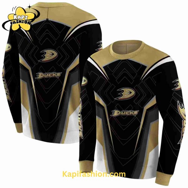 Anaheim Ducks Futuristic Pattern Gold Black Sweatshirt