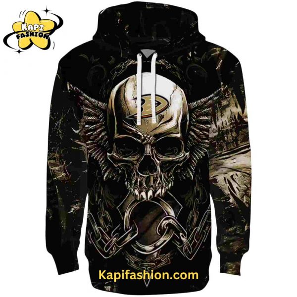 Anaheim Ducks Skull Artwork Gold Black Hoodie