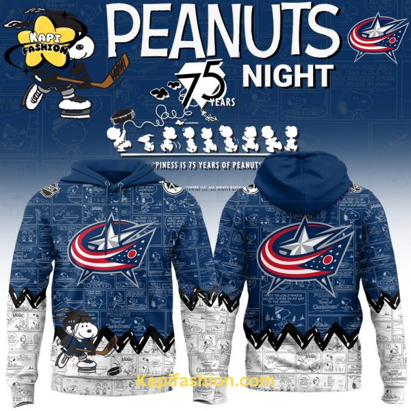 Columbus Blue Jackets Hoodie Peanuts 75 Years Night 2025