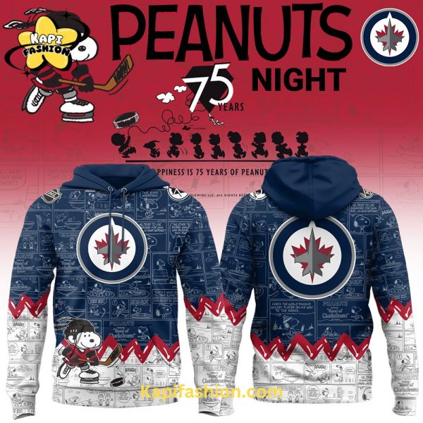 Winnipeg Jets Hoodie Peanuts 75 Years Night 2025