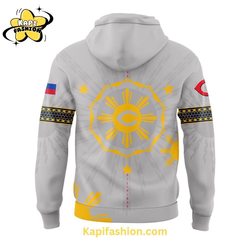 Cincinnati Reds Filipino Heritage Night Grey Hoodie Cincinnati Reds Filipino Heritage Night Grey Hoodie