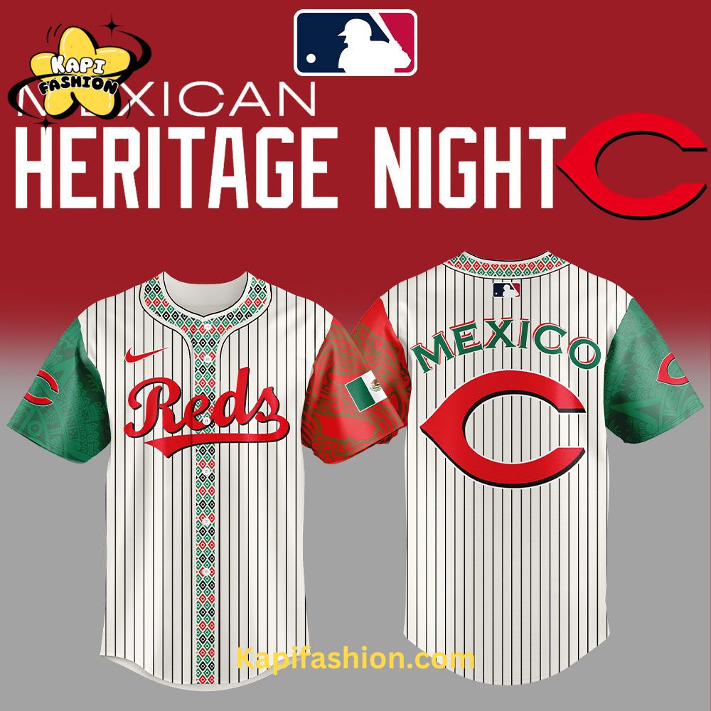 Cincinnati Reds Mexican Heritage Night Striped Jersey Cincinnati Reds Mexican Heritage Night Striped Jersey