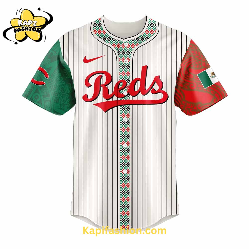 Cincinnati Reds Mexican Heritage Night Striped Jersey Cincinnati Reds Mexican Heritage Night Striped Jersey