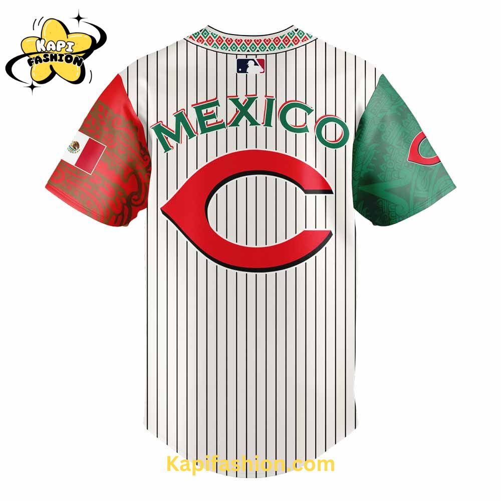 Cincinnati Reds Mexican Heritage Night Striped Jersey Cincinnati Reds Mexican Heritage Night Striped Jersey