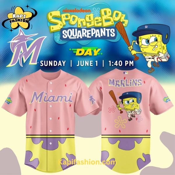 Kapifashion2FMiami Marlins SpongeBob SquarePants Day Limited Edition 2025 Jersey 1.jpg