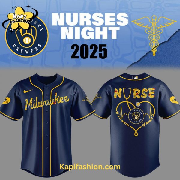 Milwaukee Brewers NURSES NIGHT Navy Baseball Jersey
