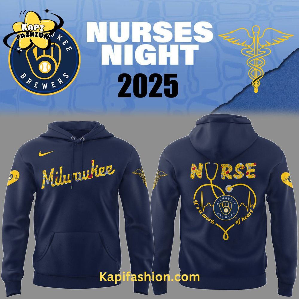 Milwaukee Brewers NURSES NIGHT Navy Hoodie Milwaukee Brewers NURSES NIGHT Navy Hoodie