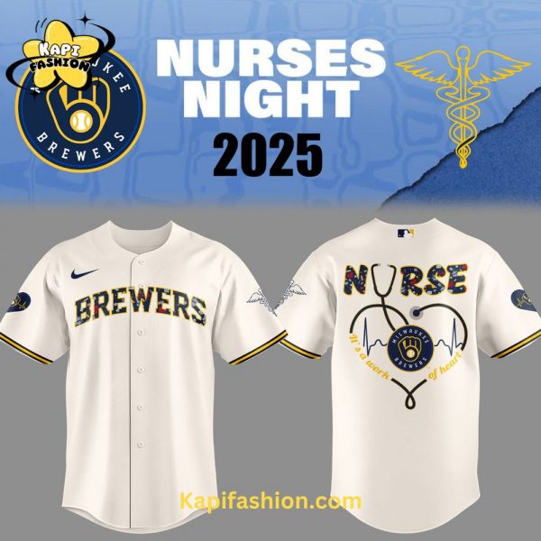 Milwaukee Brewers NURSES NIGHT White Baseball Jersey