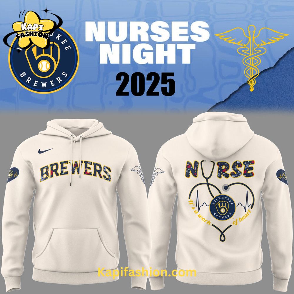 Milwaukee Brewers NURSES NIGHT White Hoodie Milwaukee Brewers NURSES NIGHT White Hoodie