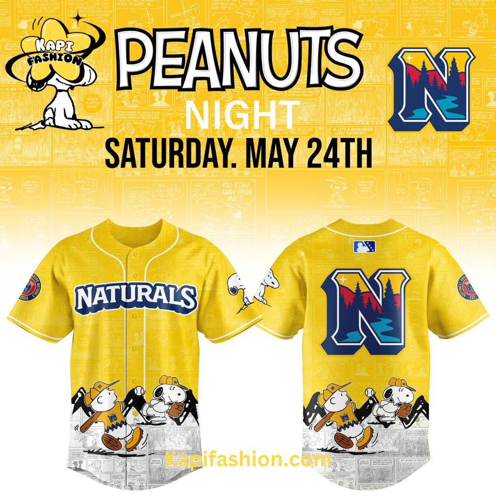 Northwest Arkansas Naturals Peanuts Night Special Jersey 2025 Northwest Arkansas Naturals Peanuts Night Special Jersey 2025
