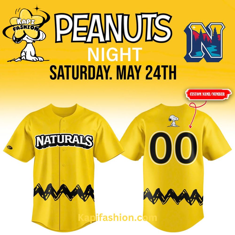 Northwest Arkansas Naturals Peanuts Night Special Jersey 2025 V2 Northwest Arkansas Naturals Peanuts Night Special Jersey 2025 V2